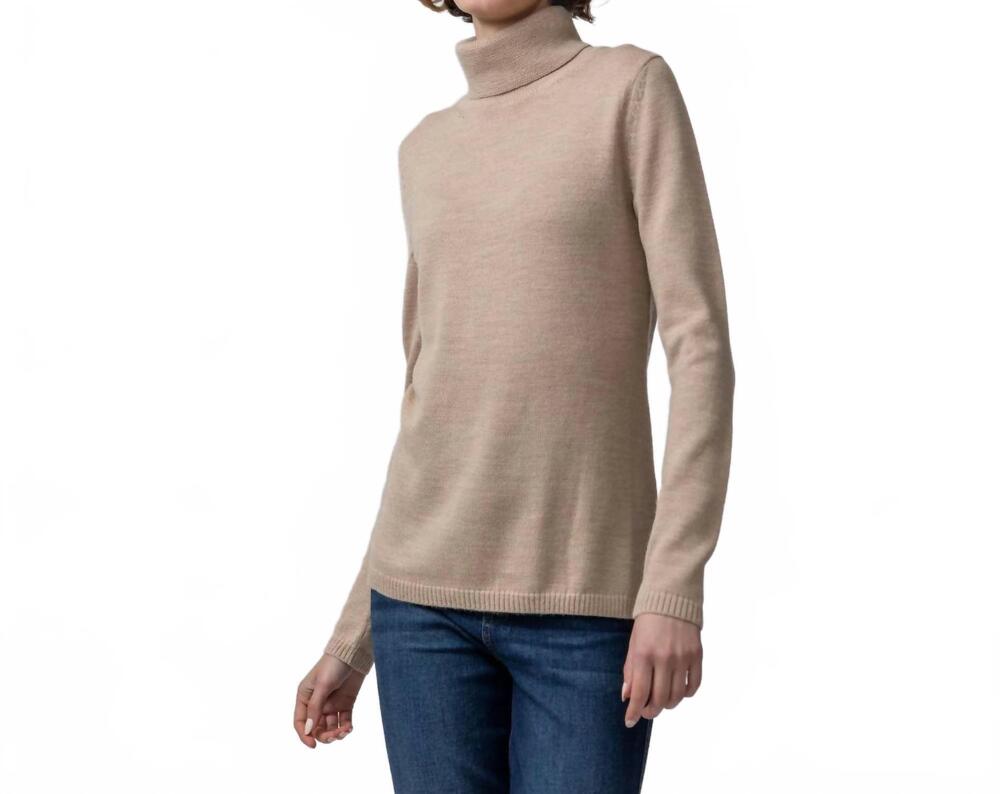 NEW ALICIA ADAMS ALPACA keaton turtleneck sweater in beige